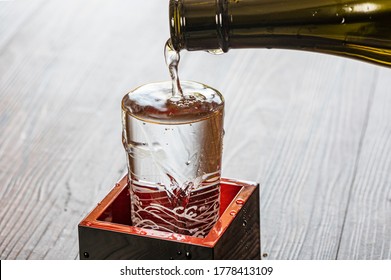 Japanese Sake Poured In A Transparent Glass