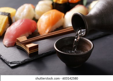 Japanese Sake And Sushi