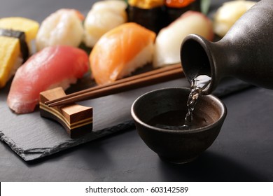 Japanese Sake And Sushi