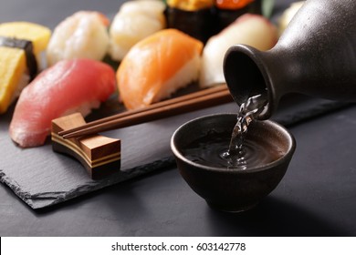 Japanese Sake And Sushi