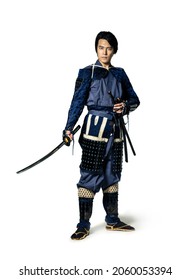 Japanese samurai wielding a sword. Japanese traditional warrior.