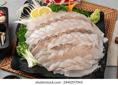 Japanese, sea eel, sea bass, sashimi, sea bream, yellowtail, red pepper paste, flatfish, rockfish, abalone, lettuce, perilla leaf, garlic, soybean paste, kimchi - Powered by Shutterstock