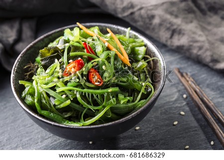 Japanese seaweed salad in a bowl