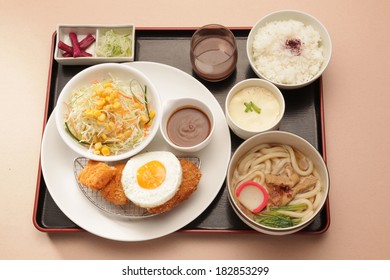 Japanese set meal with fried pork 