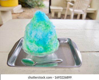 Japanese Shaved Ice With Blue Hawaii Taste.