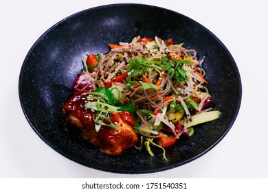 Japanese Soba Noodle Salad With Teriyaki Salmon