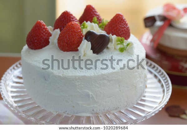 Japanese Strawberry Shortcake Westernstyle Layered Cake Stock