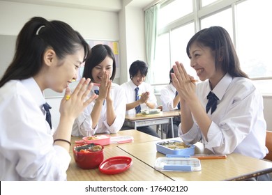 Japanese Students Eating Lunch