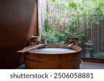 Japanese style onsen bath, soaking at a temperature of 37-42 degrees.