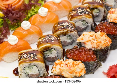 Japanese sushi seafood on a white background - Shutterstock ID 133402496