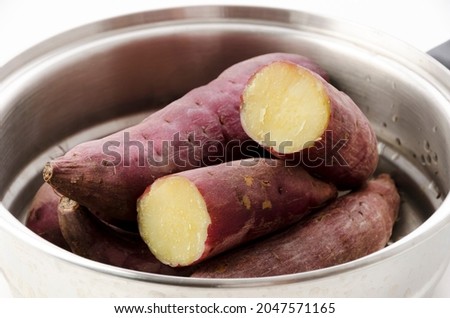 japanese sweet potatoes in the steamed pot