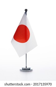 Japanese Table Flag On White Background.