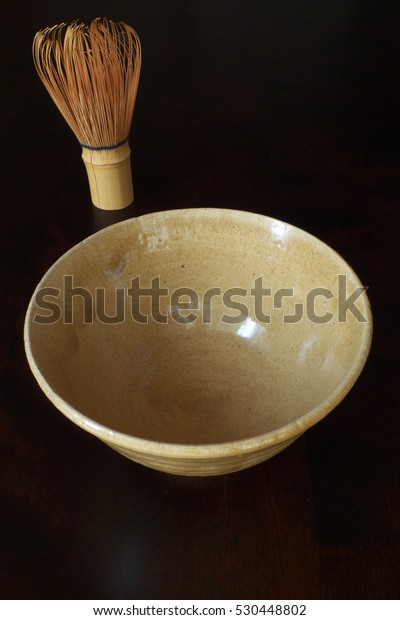 Japanese tea ceremony utensil - tea bowl and bamboo\
tea whisk