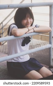 Japanese Teen Beautiful Girl In Student Smile And Relax