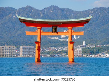 Japanese Temple Gate In The Sea