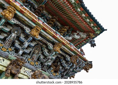 Japanese Temple Roof Detail In Cloudy Day