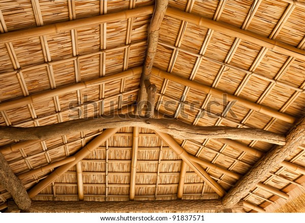 Japanese Traditional Bamboo Ceiling Structure Location Stock Photo