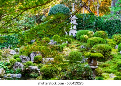 Japanese traditional garden in Kyoto, Japan