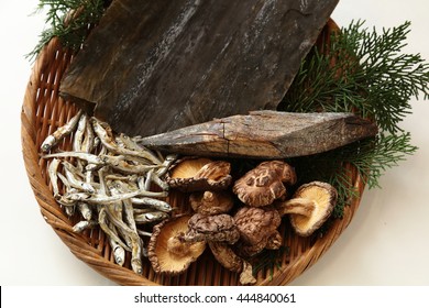 Japanese Umami Taste, Ingredients Of Dashi(japanese Soup Stock), Katsuobushi,kombu,niboshi And Hoshi Shiitake