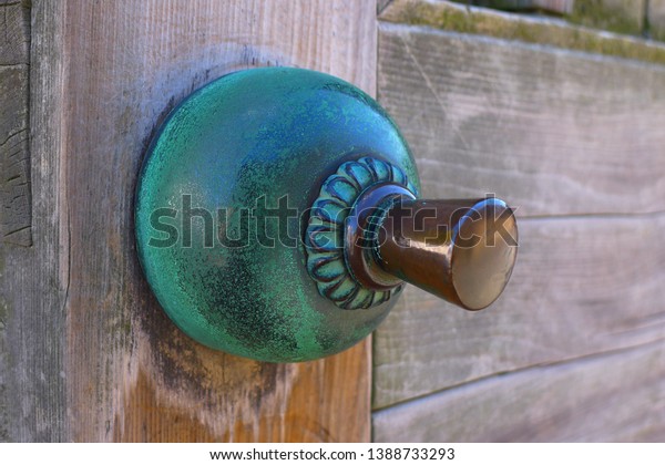 Japanese Vintage Door Handle Close Weathered Stock Photo