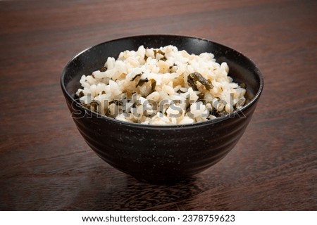 Japanese wakame rice on the table