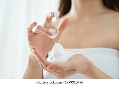 Japanese Woman Making Cleansing Foam.