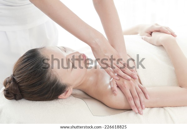 Japanese Woman Receiving Oil Massage Stock Photo Edit Now