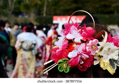 Japanese Women Hair Decoration From Coming Of Age Day Ceremony In Japan