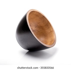 Japanese Wooden Bowl On White Background