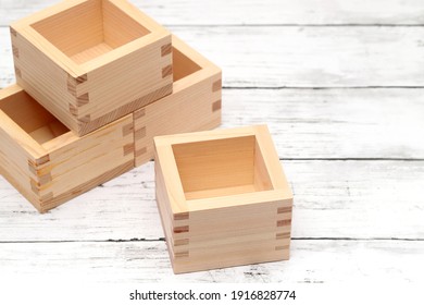 Japanese wooden masu box use to measure or use for drinking Japanese sake