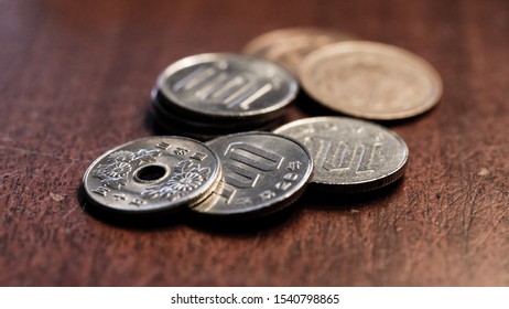 Japanese Yen On A Counter Top 