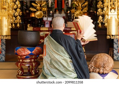 Japanese Zen Buddhist monk praying