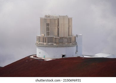 Japan's Subaru Telescope in the snow at the summit of the Mauna Kea volcano on the Big Island of Hawaii, United States