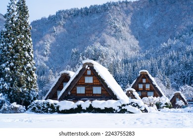 Japan's World Heritage Site, Shirakawa-go in winter. A village where traditional Japanese houses remain.