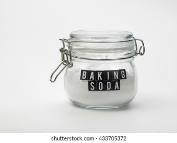 Jar Of Baking Soda On The White Background