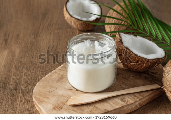 Jar Coconut Butter Fresh Coconuts Palm Stock Photo (Edit Now) 1928159660