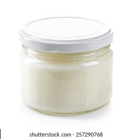 Jar Of Coconut Oil Isolated On White