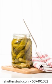 Jar Of Delicious Whole Garlic Dill Pickles.