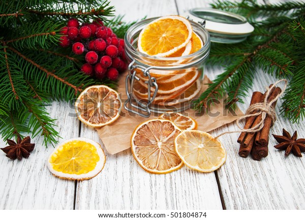 Jar Dried Oranges Christmas Decorations Stock Photo Edit Now