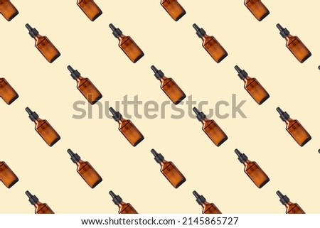 Jar with drip dispenser seamless pattern on gentle background.