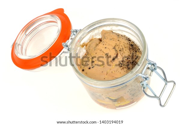 Jar Foie Gras Closeup On White Stock Photo Edit Now 1403194019