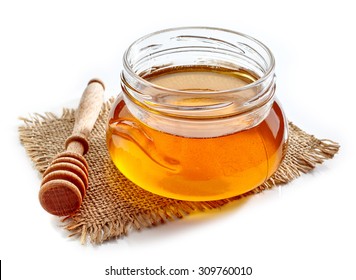 Jar Of Honey Isolated On White Background