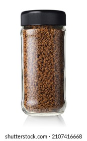 Jar of instant coffee without label isolated on white background. Front view.
