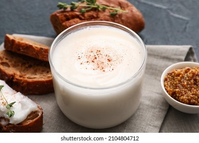 Jar Of Lard Spread On Black Background