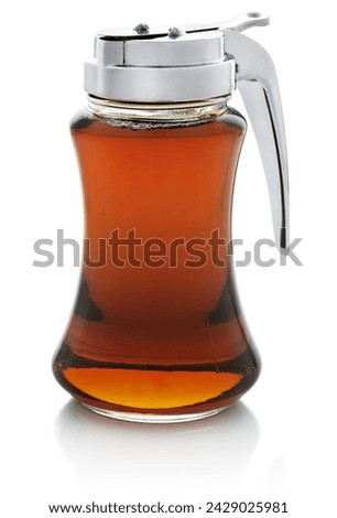 Jar of maple syrup with clipping paths abstract white background.