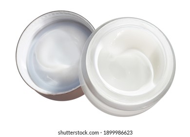 Jar of organic skin care cream isolated on white background with clipping path