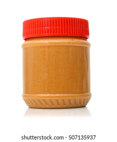 Jar Of Peanut Butter, Cutout On White Background