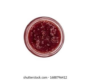 Jar of strawberry jam. Jar of strawberry jam top view on a white background macro - Shutterstock ID 1688796412