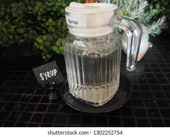 A jar of syrup.