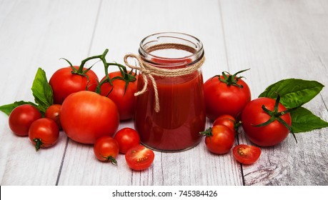 Jar With Tomato Sauce On A Table